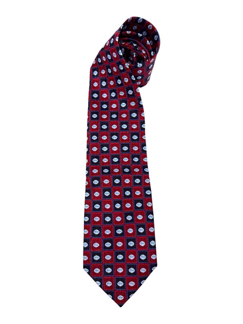 Pfizer little blue pill red and blue necktie 100% silk new without tag